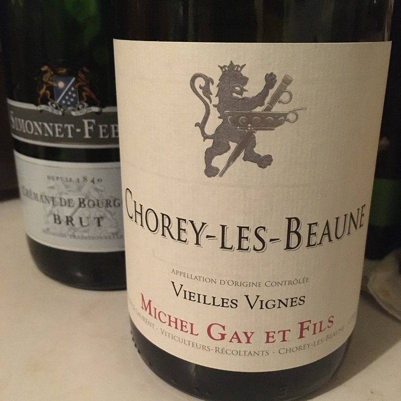 A bottle of Chorey-les-Beaune